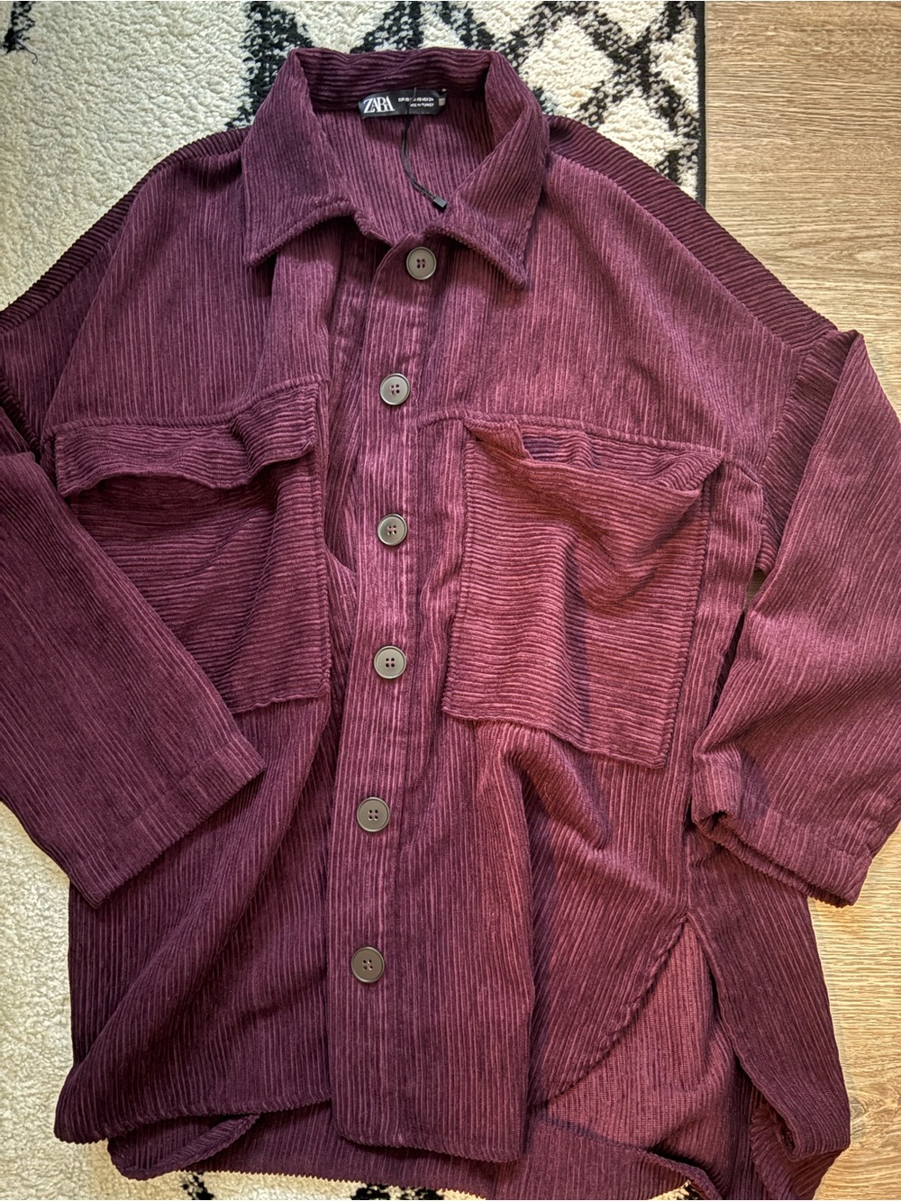 Zara Plum Corduroy Shirt Jacket